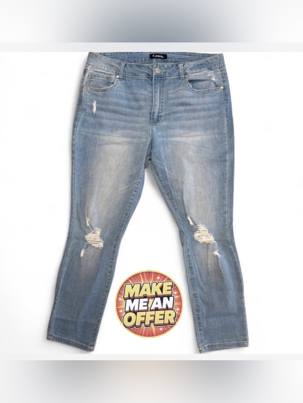 d. jeans Washed Light Blue Distressed Skinny Jeans